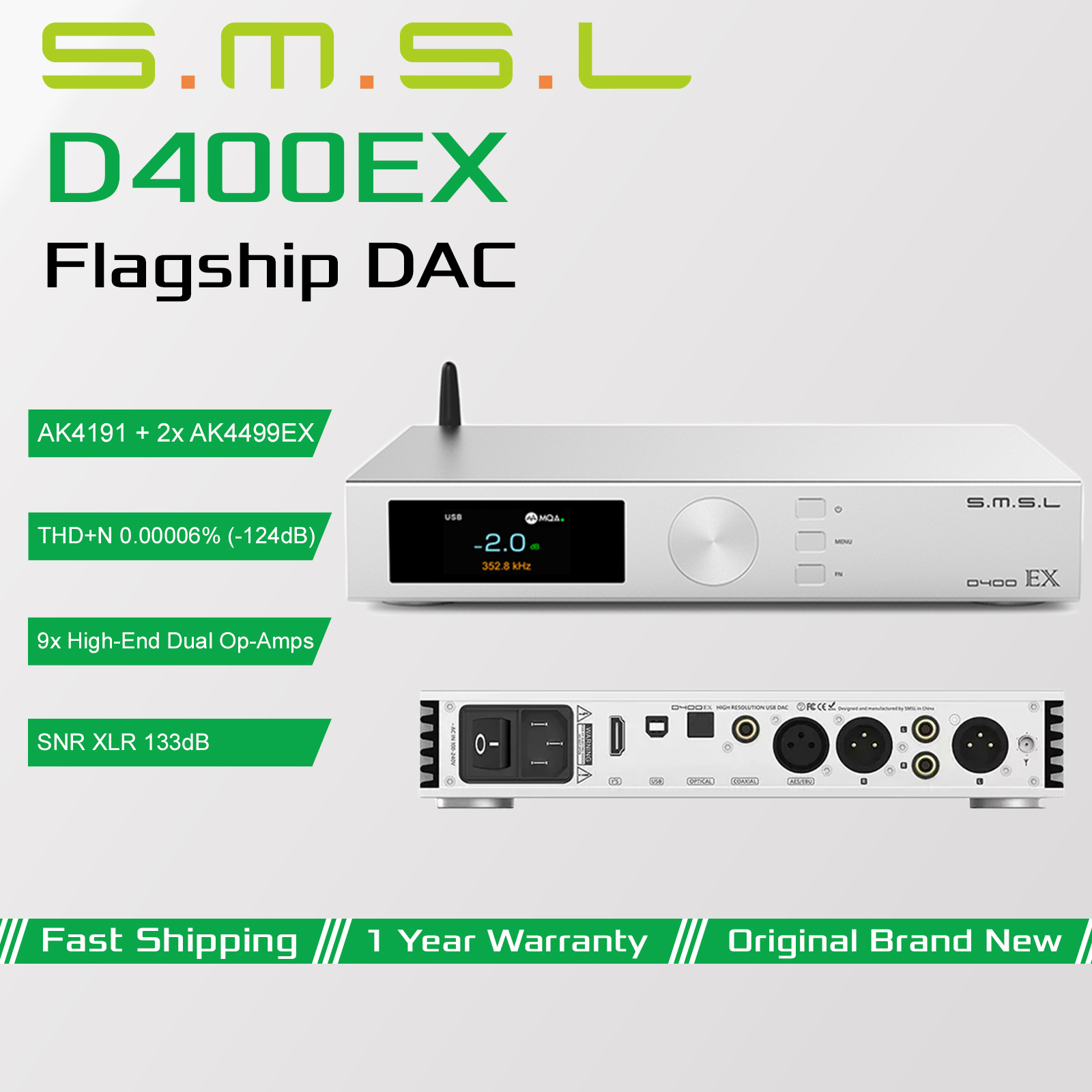 Dac Usb Coaxial Optical Bluetooth - Décodeur audio haute résolution SMSL D400EX,